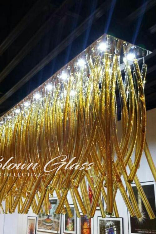 Arching Amber Mix Hand Blown Glass Chandelier - Blown Glass Collective