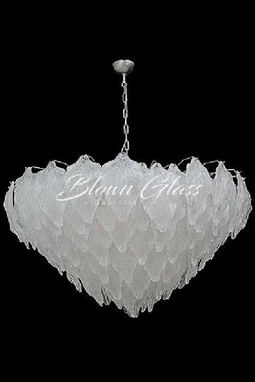 Tea Leaves in White Hand Blown Glass Chandelier - Blown Glass Collective