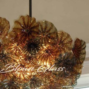 Fall Blooms Hand Blown Glass plates Chandelier - Blown Glass Collective