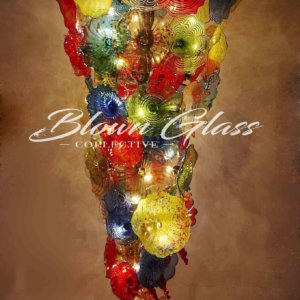 Blooming Colors Hand Blown Glass Plates Chandelier - Blown Glass Collective