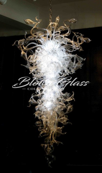 Ribbons & Lilies Hand Blown Glass Chandelier - Blown Glass Collective