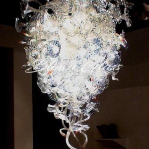 Crystal Blue Pansies Hand Blown Glass Chandelier - Blown Glass Collective