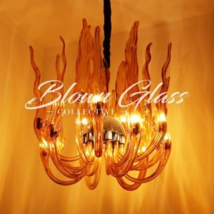 Flames Rising Hand Blown Glass Chandelier - Blown Glass Collective