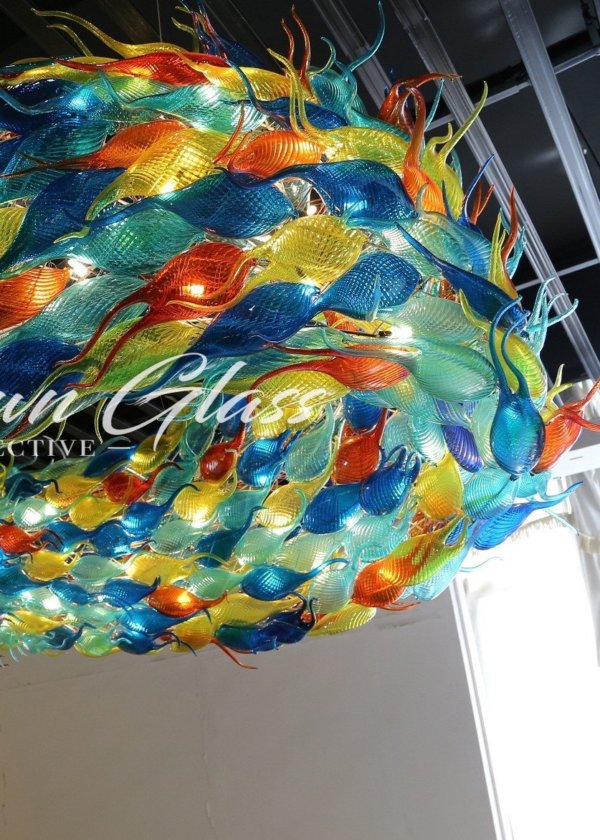 Schooling Fish Hand Blown Glass Chandelier - Blown Glass Collective