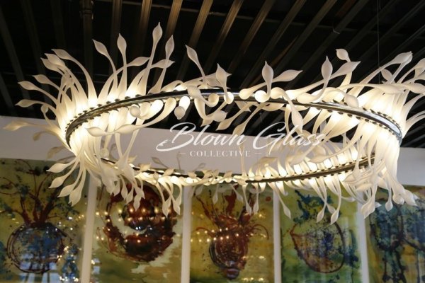 Ring of Lilies Hand Blown Glass Chandelier - Blown Glass Collective