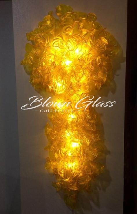 Pansies in Yellow Wall Sconce Hand Blown Glass Chandelier - Blown Glass Collective