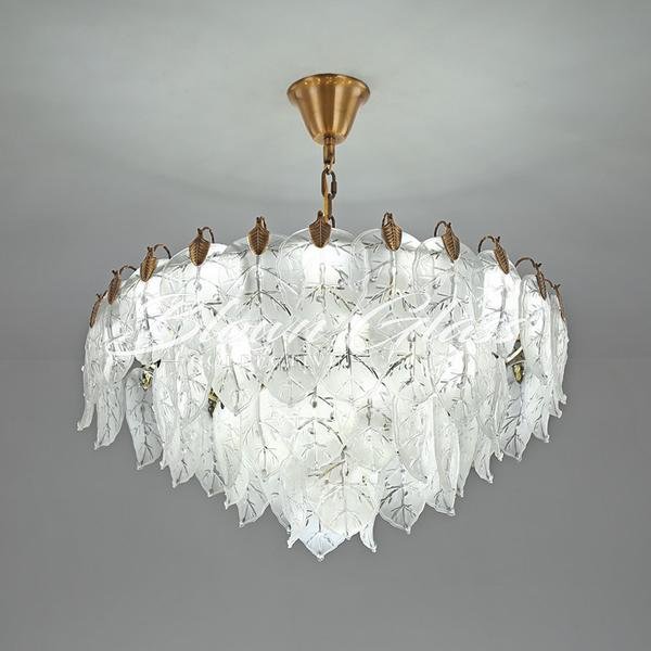Bronze Chandelier - Leaves Falling - Blown Glass Collective