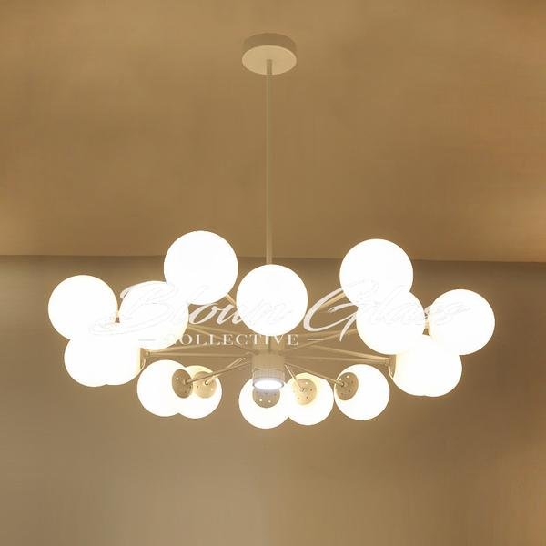 Dining Room Chandeliers - Retro Revival (white) - Blown Glass Collective